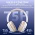 UGREEN HiTune Max5C Headphones Wireless, 75H Playtime, Adaptive Noise Cancelling, Hi-Res Sound Bluetooth 5.4 Over-ear Headsets, Custom EQ & Multiple Connection via App, Foldable Retractable Earphones - White